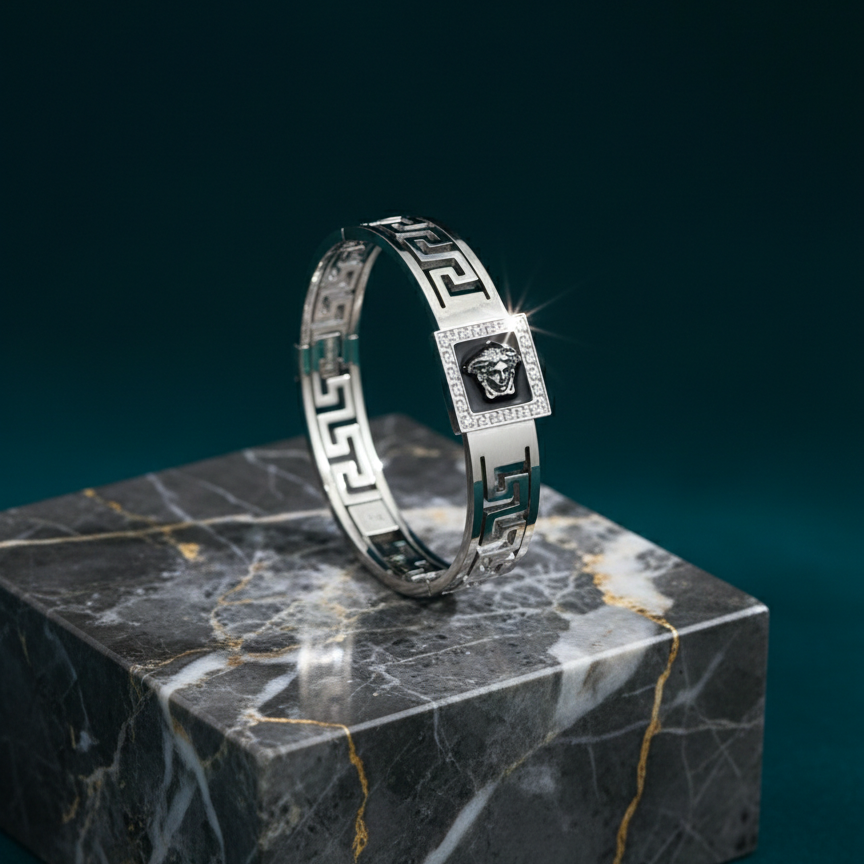 MARY Silver & Black Bangle