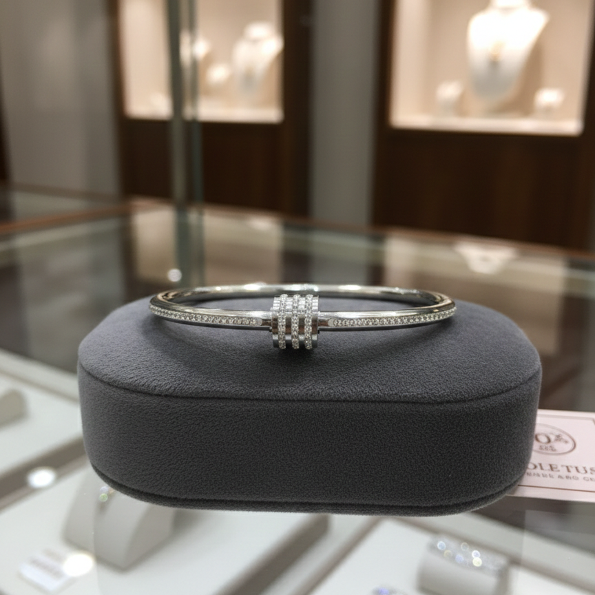 AVI Silver & Clear set CZ Stones Knot Bangle