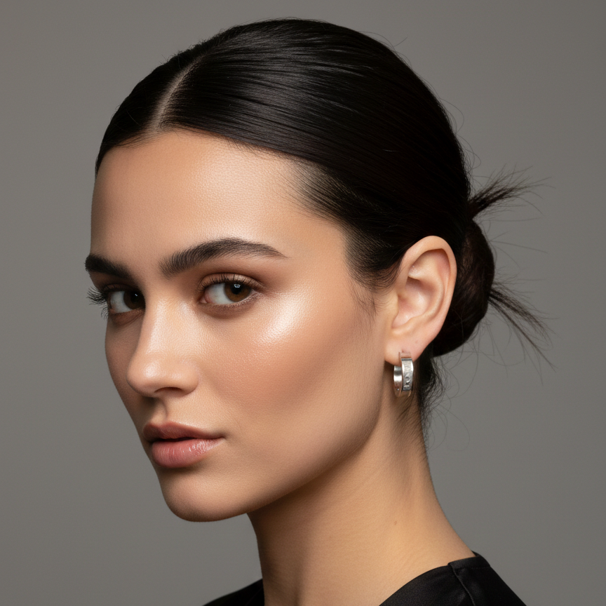 BELLA Silver Matte Hoops