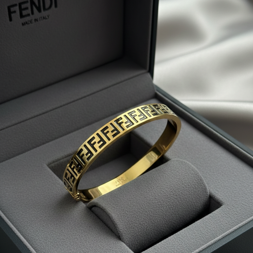 FANCY Gold & Black F Bangle