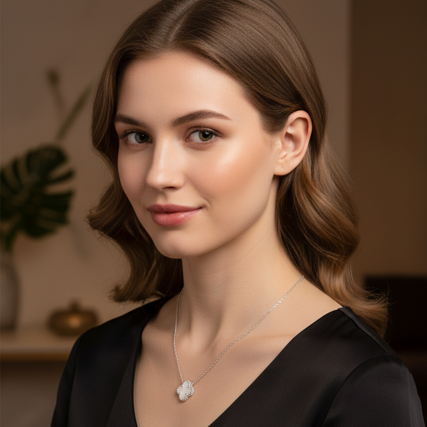 Four-leaf Clover Silver/White