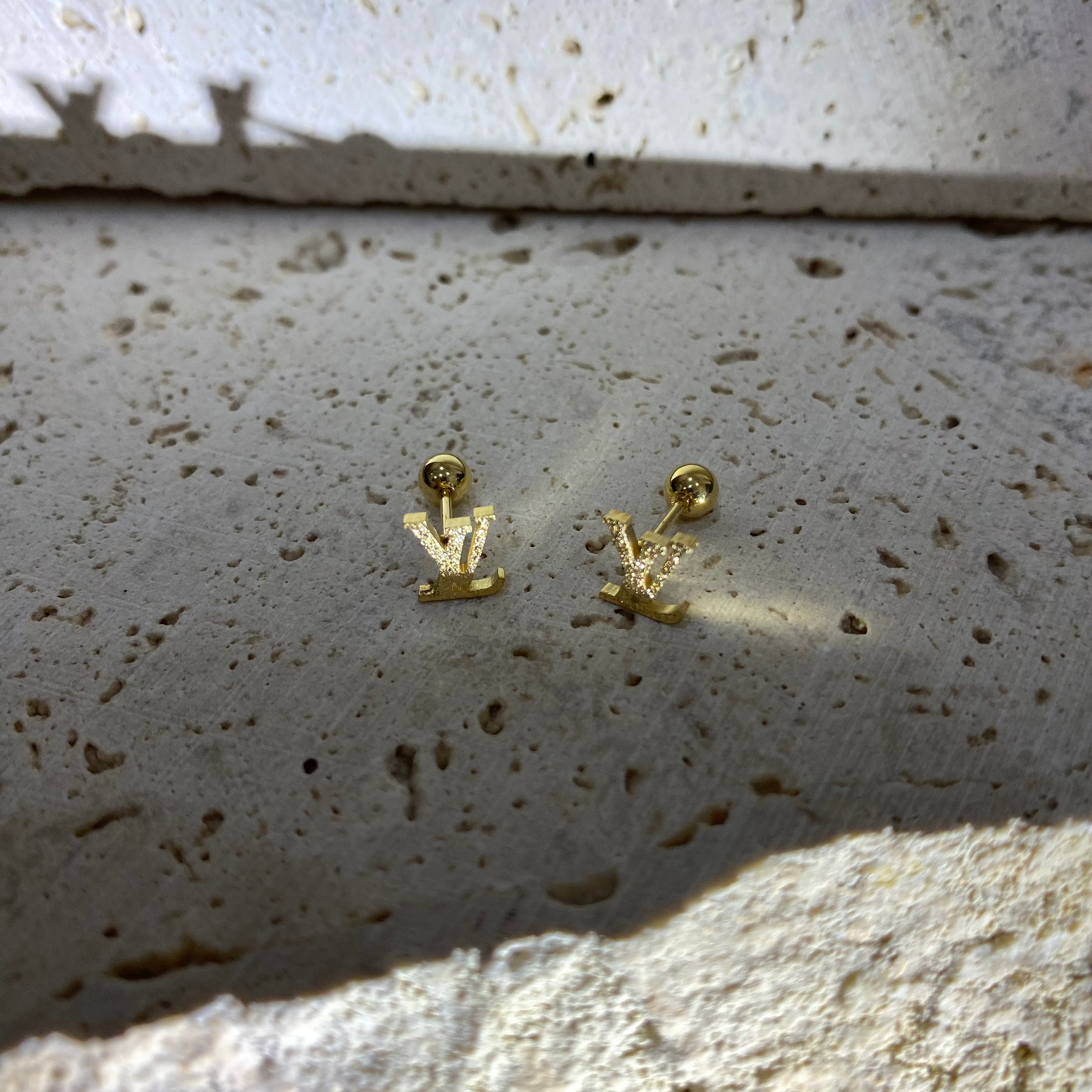 PETITE LOUI LV Gold Studs