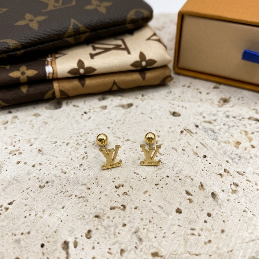 PETITE LOUI LV Gold Studs
