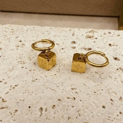 LOUI Golden Dice Huggies Hoops