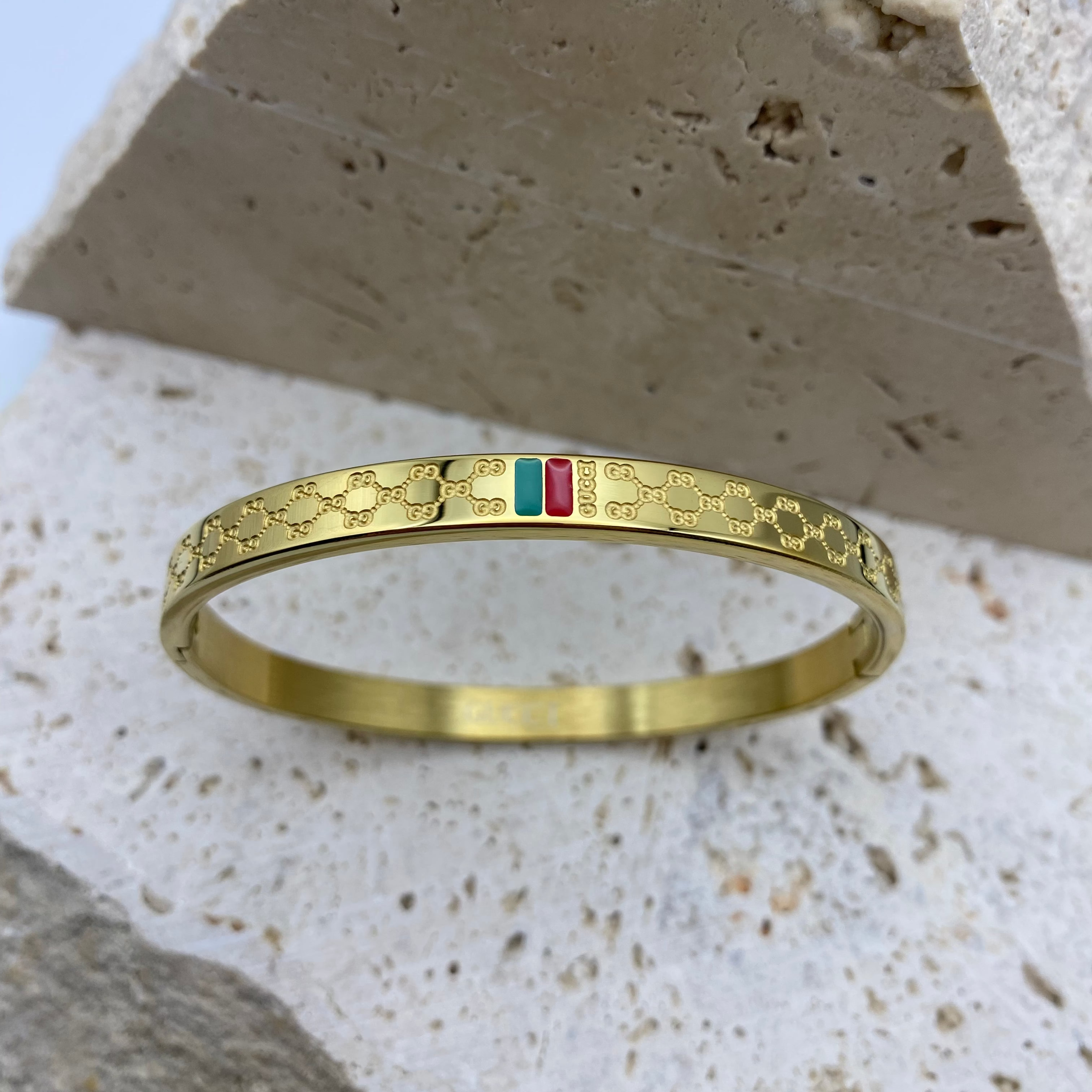 GG Green/Red Gold/Silver Bangle