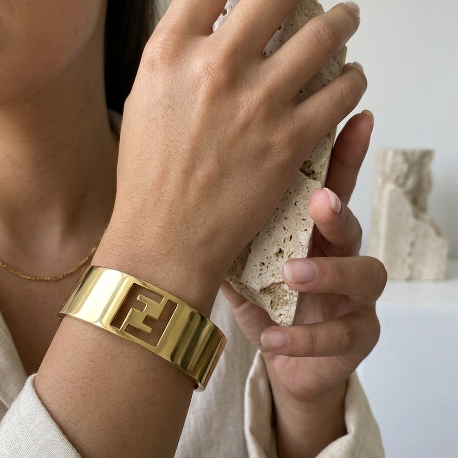F WIDE -BAND CUFF GOLD/SILVER