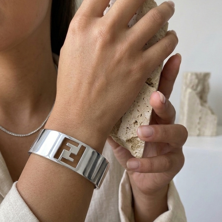 F WIDE -BAND CUFF GOLD/SILVER