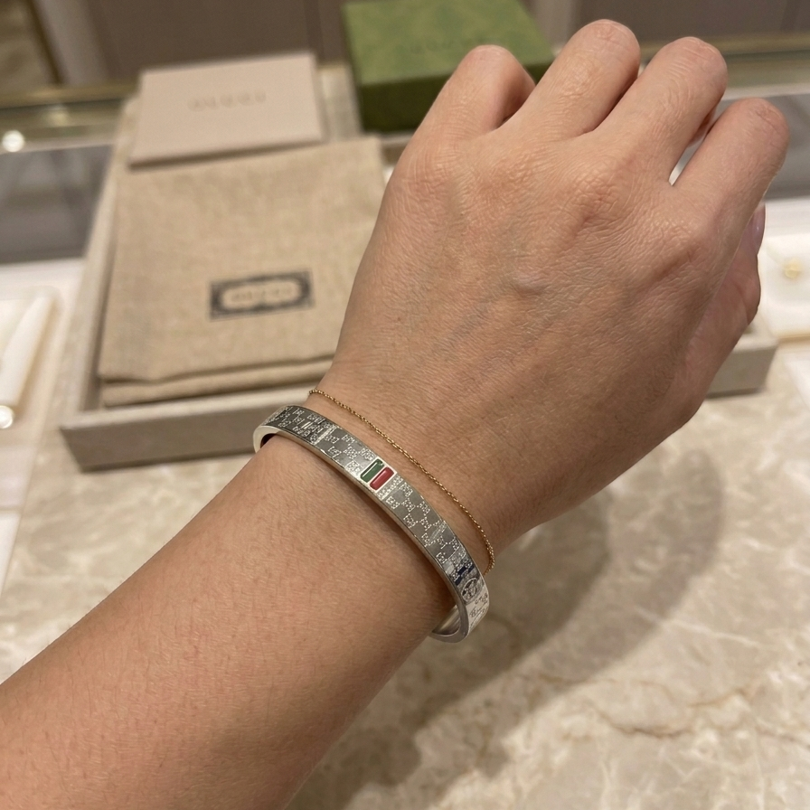 GG Green/Red Gold/Silver Bangle