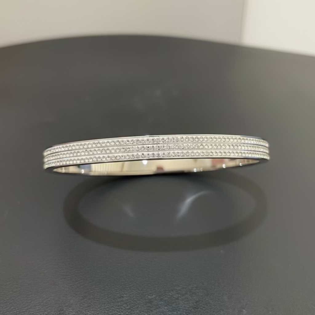 Triple-Row Pavé Channel Bangle
