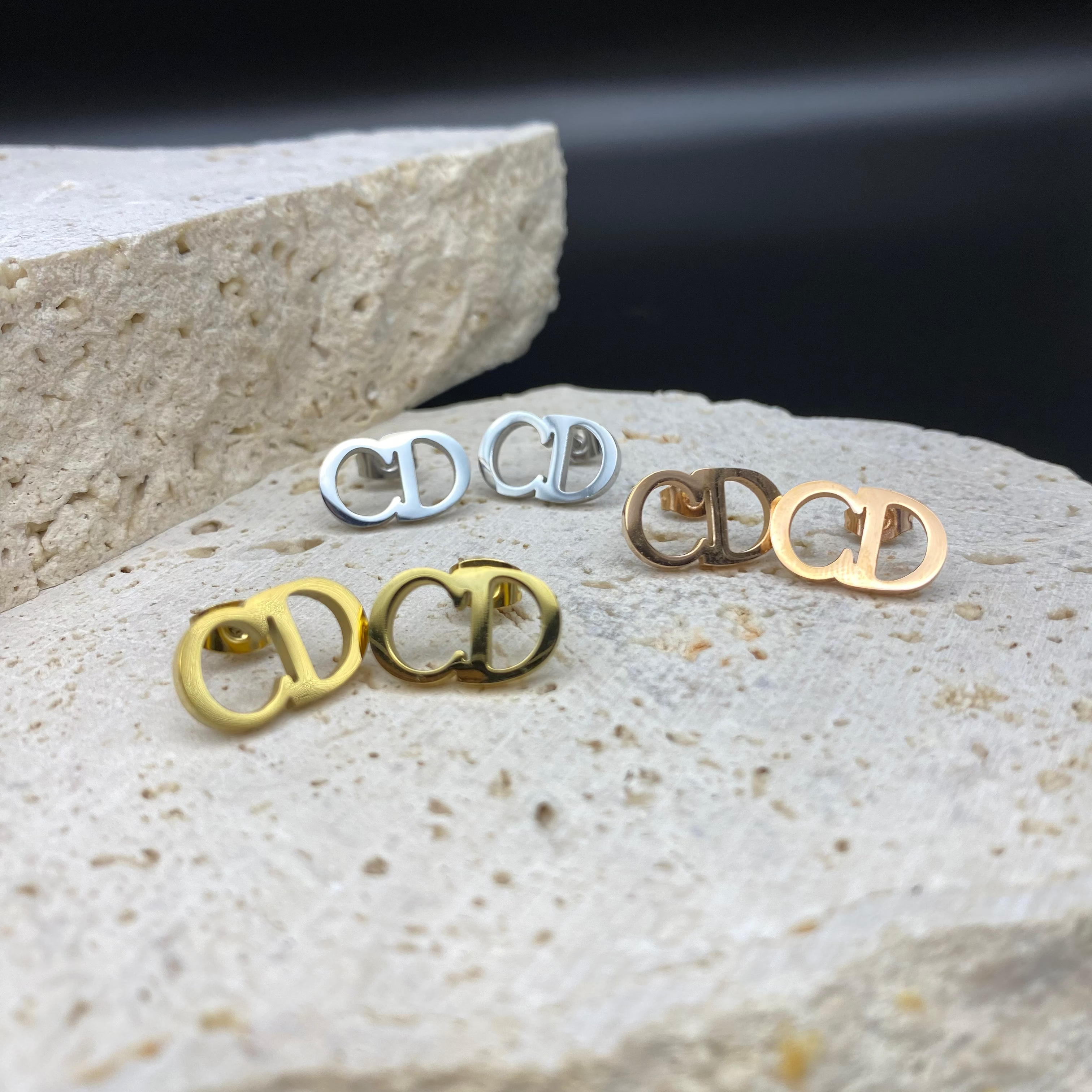 Demi Double Letter Studs