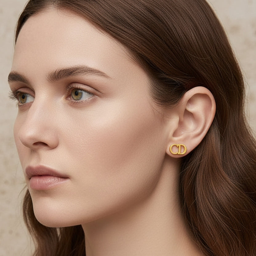 Demi Double Letter Studs