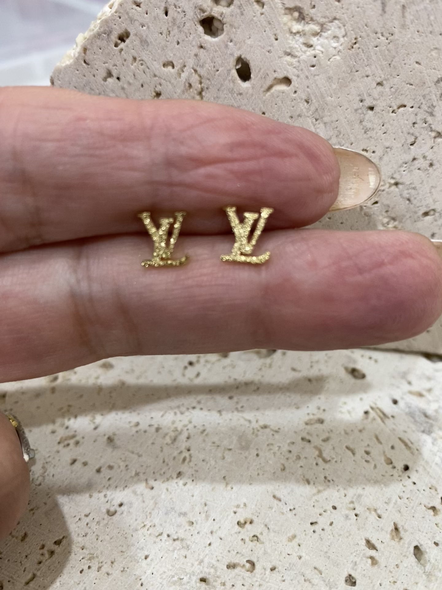PETITE LOUI LV Gold Studs